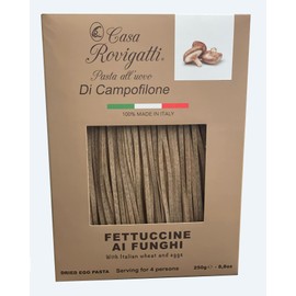 Fettuccine with Mushroom (Pack of 4) - Funghi Italian Pasta From the Region of Di Campofilone- Imported Italian Gourmet Egg Pasta- 8.8 ounces / 250 grams