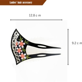Riggulle Kanzashi Hair Ornament, Kimono, Yukata, Fan, Bee-shaped, Cherry Blossom, Black