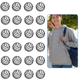 24 PCS Volleyball Embroidered Patches, Iron on Sew on Appliques Black White Soccer Ball Sewing Crochet Sports Style DIY Badges for Clothes, Jackets, Hats, Jeans (2 inch/5 cm)