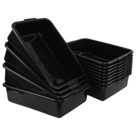 Leendines 12-pack 13 L Restaurant Dish Tub Basin, Plastic Bus Bin Tote Boxes, Black