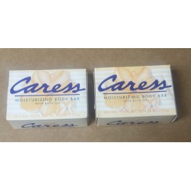 Caress 2 Bars VINTAGE 1993 Caress Moisturizing Body Bar Soap Original Peach 4.75 oz ea