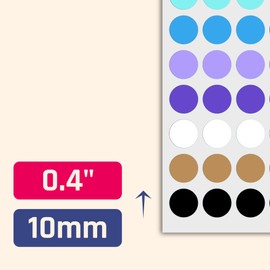 9000 Pack - 10mm Coloured Dot Stickers, Sticky Dots Labels - 15 Assorted Colours