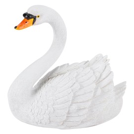 Resin Simulation Floating White Swan Figurine Ornament for Landscape Yard Gardening Decoration