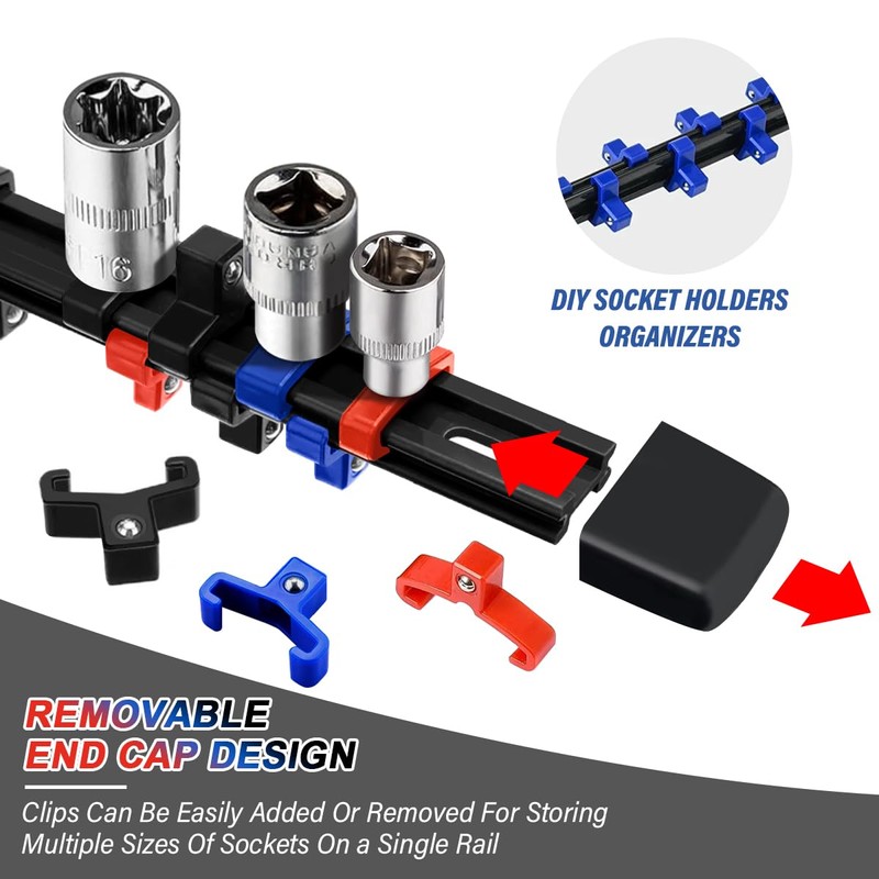 6 Pcs Socket Organizer Rail Set, Premium Socket Holder, Heavy-Duty