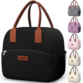 HOTOR Lunch Bags for Women & Men - Wear-Resistant & Leak-Proof Insulated Lunch Bag with Large Capacity, Multi-Functional Cooler Box for Office, Picnic, Black, 30.0×15.0×26.5 cm