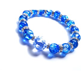 Kanoishi ∞ [Shoryu/Amulet for the Fulfillment of Your Desire!] Four Gods, Blue Dragon Bracelet, Men's, Women's, Dragon Power Stone, Natural Stone, AAA Crack Crystal, For Purification, Stone