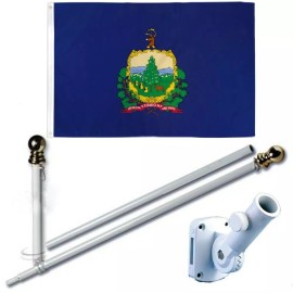 Trade Winds Vermont 3 x 5 FT Flag w/ 6-Ft Spinning Flag Pole + Bracket (Tangle Free)