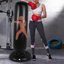 63" Punching Bag Inflatable Boxing Bag Free Stand Kickboxing Bags Kick Punch Bag for Adult & Kids 63inch