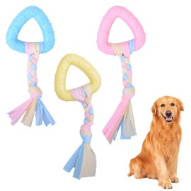 GVSS 3-teiliges Hundespielzeug, 18 x 7,2 cm, Kauspielzeug für Welpen, aus Gummi mit Seil, fördert die Mundgesundheit, lindert Juckreiz, interaktives Spielzeug für kleine Hunde