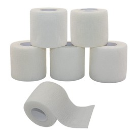 MINGYUE伸縮包帯 弾性包帯 テーピングテープ 自己粘着性 5cm×6rolls 手で切れる(ホワイト)