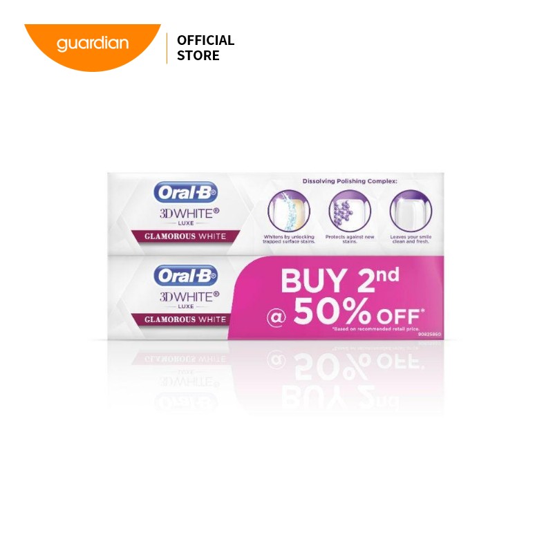 Oral-B 3D White Luxe Glamorous White 95G (Pack Of 2)