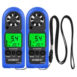 AIOMEST Digital Anemometer,Mini Handheld Wind Speed Gauge Measuring Air Flow Velocity Temperature,Weather Velometer with Max/Avg/Current Wind Chill for HVAC Shooting Sailing (2 Pack)