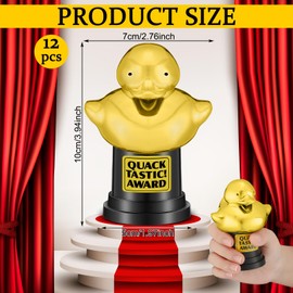 Tondiamo Quacktastic Award Duck Trophy Bulk 2.7 x 3.9 Inch Plastic Black Gold Duck Trophies Quack Tastic Awards Funny Trophies Rewards and Giveaways for Office Sports Event Party Favors (12 Pcs)