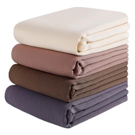 Febfim 4PCS Premium Dubai Muslim Women Chiffon Crinkle Hijab Scarf Plain Chiffon Bubble Hijab Wrap Shawl (Mixcolor ZE)