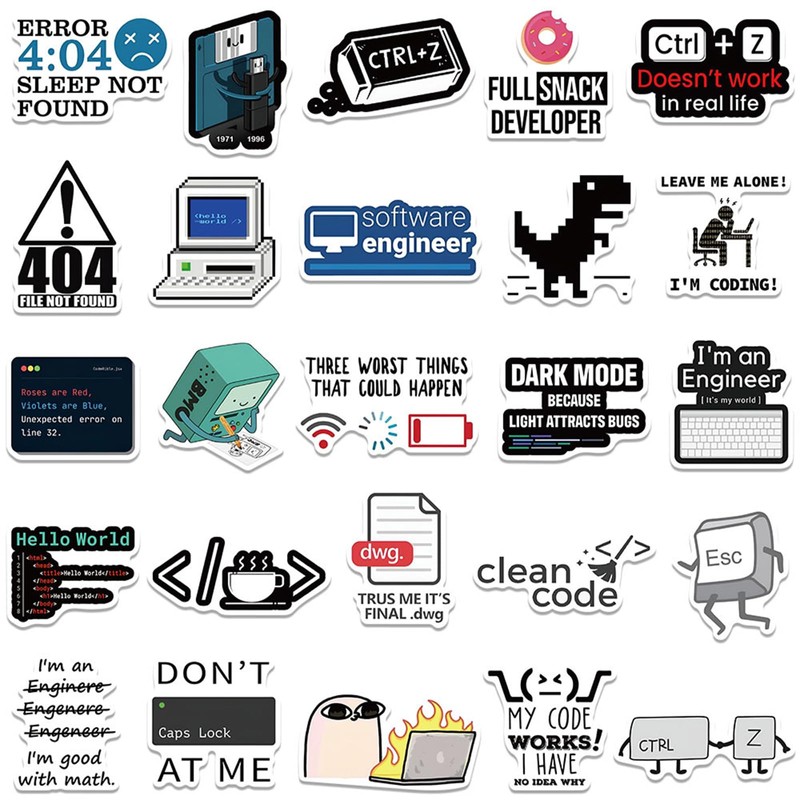 50PCS Programming Stickers Gifts for Developers Programmers Hackers Engineers, Icicrim