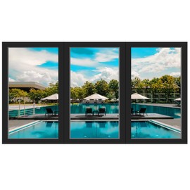 VWAQ - Vacation Wall Decal 3D Window View Office Nature Sticker Decor - OW08 (28" H X 48" W)