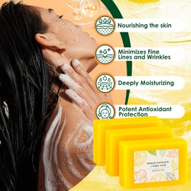 Scentric Glow Turmeric Kojic Soap, 3PCS Natural Handmade Soap for Face and Body, Smooth Skin, Deep Cleansing for Men & Women