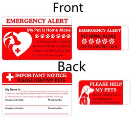Dogs & Cats are Home Alone Alert Emergency Card and Key Tag with Emergency Contact Call Cards 2 Pcs Pets Emergency Contact Wallet Card Dog Emergencys Alert Cards/Key Tags