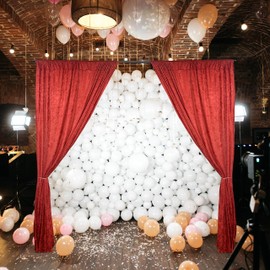 AK TRADING CO. 10 feet x 10 feet Lush Velvet Backdrop Drapes Curtains Panels with Rod Pockets - Wedding Ceremony Party Home Window Decorations - Red