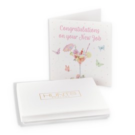Hunts England - Luxury Boxed Pink Cocktail And Butterflies New Job Congratulations Card - Milo's - Female Congratulations Card - Congratulations New Job Card - For Women, Her - Card In Keepsake Box