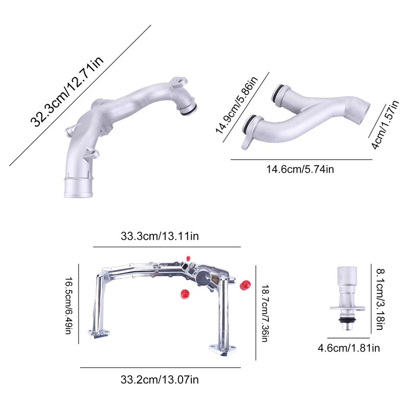 Upgraded Aluminum Rear Coolant Water Heater Pipe System Kit Fit