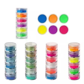 Gita 네일아트 6층케이스 6색 형광글리터 세트 5종 [6색 네일글리터 - 02] Nail Art 6-Layer Case 6-Color Fluorescent Glitter Set 5 Types [6-Color Nail Glitter - 02]