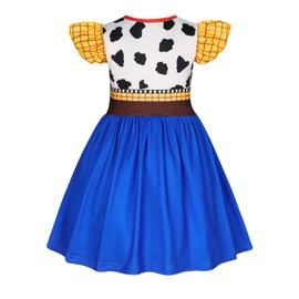AmzBarley Woody Dress up for Girls Cosplay Costume Childs Themed Party Outfits Birthday A-line Dresses Blue Age 3-4 Years 110