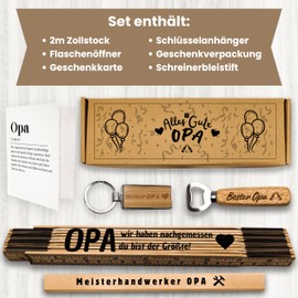 Grandpa Gift Set (Bottle Opener, Ruler, Pencil & Keychain) Gifts for Grandfathers, Birthday Gift for Men, Grandpa Gifts