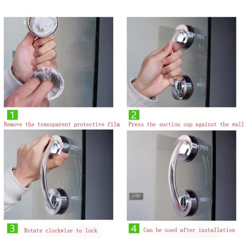 WANLIAN Powerful Suction Cup Glass Mirror Door Handle, Refrigerator Drawer