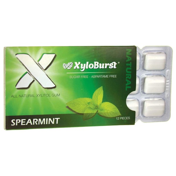 Xyloburst Blister Pack Xylitol Gum, Spearmint, 12 Count
