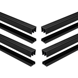 1/4" Panel Sliding Door Track - 48" Black Plastic Upper & Lower Set, USA Made, Pack of 4 - Outwater