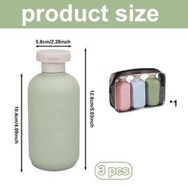 FDRJKN 3 Pcs 200ml Plastic Bottles, Travel Bottles, Travel Bottles For Toiletries, With Bag, Refillable Travel Container, With Flip Cover, Suitable For Hair Conditioner, Lotion