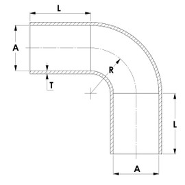 HPS 1-1/2" ID, 10" Leg, 90 Degree Silicone Elbow Coupler Hose, High Temp 4-ply Reinforced, Blue