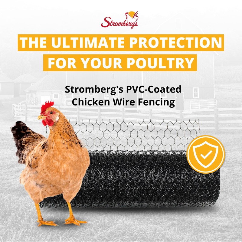 Stromberg’s PVC-Coated Galvanized Wire Fencing, 1-Inch Hex Mesh, Weatherproof, Long-Lasting