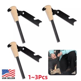 Unbranded 1/2/3Pcs Fire Starter Flint Steel Striker Survival Kit Ferro Rod Camping USA - 2 Pcs