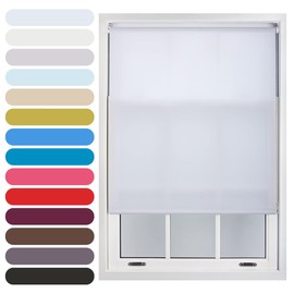 FURNISHED Daylight Roller Blind Trimmable Blinds Window Shade - Easy Install Non-blackout Fabric Complete Roller Blind Kit for Kitchen Living Room Bedroom, White, 90W x 210H cm