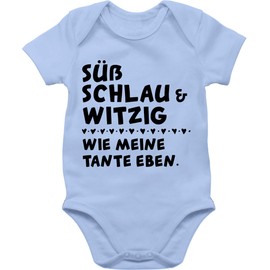 Shirtracer - Baby Bodysuit Boy Girl - Sayings - Cute Smart and Funny : wie meine Tante eben, 3 baby blue