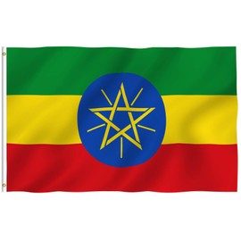 Anley Fly Breeze 3x5 Foot Ethiopia Flag - Vivid Color and Fade Proof - Canvas Header and Double Stitched - Ethiopian National Flags Polyester with Brass Grommets 3 X 5 Ft