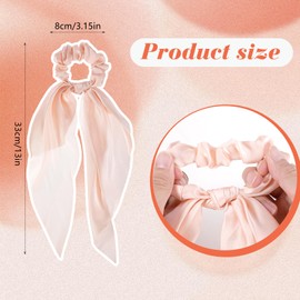6 Pieces Solid Silky Satin Chiffon Hair Ties with Long Ribbon Bow Tail Hair Scrunchies Ponytail Holders Rubber Bands Accessories Hair Scrunchies for Women Girls Teens for Thick Thin Long Hair