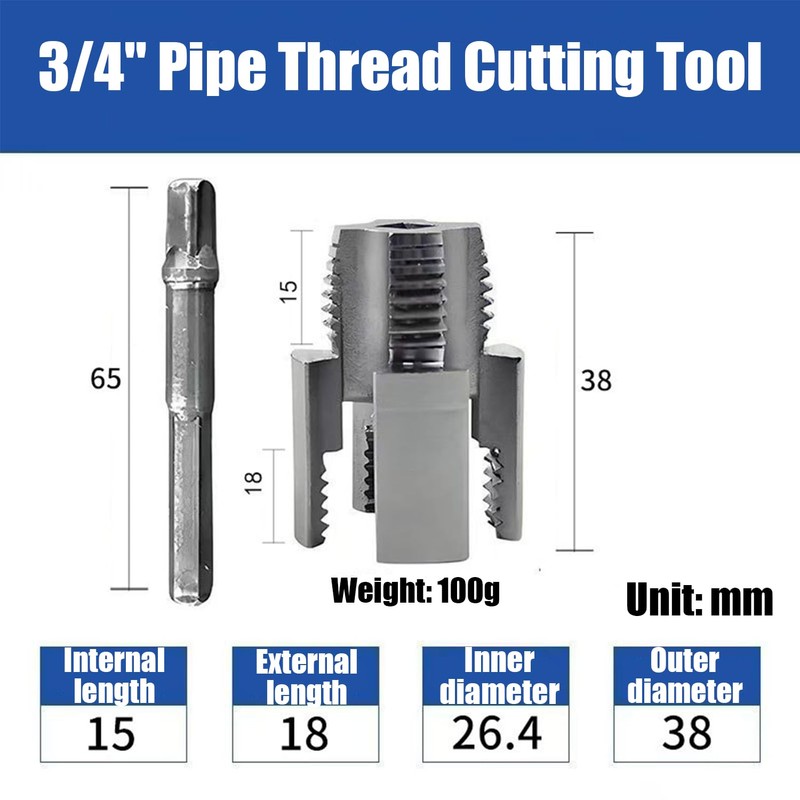 2Pcs Integrated Internal & External Pipe Threading Tool, PVC Pipe
