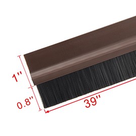uxcell Self-Adhesive Door Bottom Sweep Brown Plastic w 0.8-inch Black PVC Soft Brush 1000mmx45mm(Approx 39-inch x 1.8-inch)