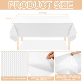 Sinload 15 Pack White Paper Tablecloths for Rectangle Tables 55 x 110 Inch 3 Ply Paper Table Cloths with Plastic Backing Disposable Paper & Plastic Table Cloth for Wedding Birthday Party