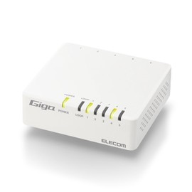Elecom EHC-G05PA4-JW Switching Hub, Gigabit Compatible, 5 Ports, Magnetic Included, AC Power, White