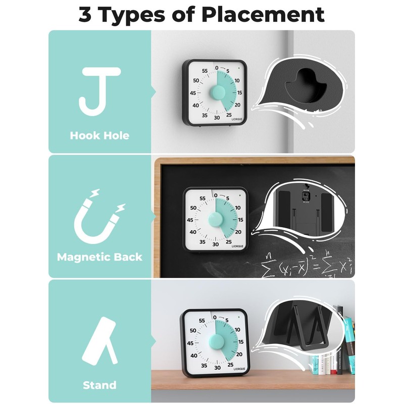 LIORQUE 19cm Visaul Timer Large Timer for Classroom, 60 Minute