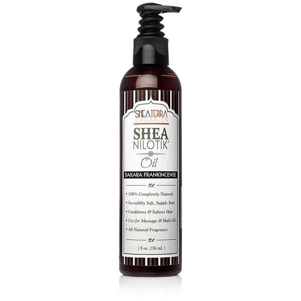 Shea Terra Organics Shea Nilotik’ Oil Scented With Dakara Frankincense |Natural Daily Skin Moisturizer & Conditioner - 8 oz