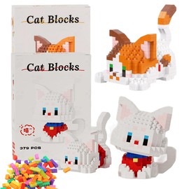 Cats Building Toy, Cute Cat Building Blocks Set, Mini Cat Animals Building Blocks, Suitable for Children, Teenagers and Adults, Voys and Girls Birthday Gifts - 2PCS