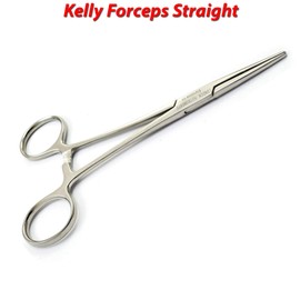 MEDSPO Professional Forceps | Dental Medical Ortho Surgical Needle Holder Locking | Veterinary Suture Restorative | Orthodontic Pliers Instruments CE (Kelly Forceps Straight)