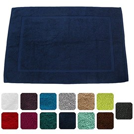 Lanudo® Pure Line Luxury Bath Mat 900 g/m² 60 x 90 cm with Border 100% Finest Terry Cotton of the Highest Quality Bath Mat Bath Mat Terry Cloth Colour: Navy Blue/Navy