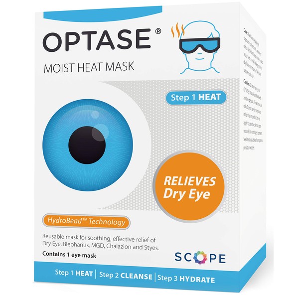 OPTASE Moist Heat Eye Mask for Dry Eyes - Dry Eye Mask with HydroBead Technology - Washable, Microwaveable Eye Compress for Dry Eyes - Dry Eye Therapy Mask Holds Heat for 10 Minutes - Step 1 Heat