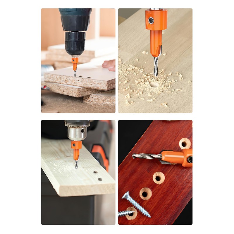 Countersink Drill Bit Set Hex Shank Woodworking: 5Pcs Tapered Pilot